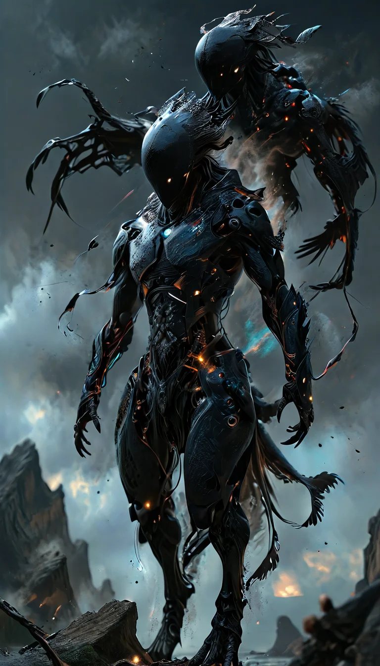 «He sprang into the air and flew in great lunging strides after the black creature. »