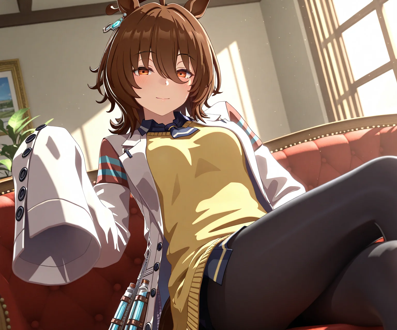 masterpiece, best quality, amazing quality, , 1girl, solo, looking at viewer, <lora:Agnes Tachyon in game style 3D ILL-v2.1:1> ummsmingame, 3d, agnes tachyon \(umamusume\),