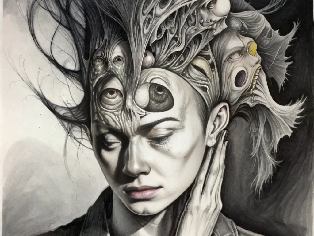 <lora:sur-mono_XL:1>, sur-mono_XL, monochrome, line sketch, surrealistic, in the style of Jason Limon