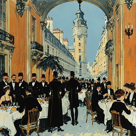 Painting of a party at the Ritz <lora:tbh116-sdxl:1> style of George Barbier