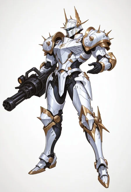 ww1era, victorianera, 18cera, alone, solo, full detail, full body, simple background, white background, no background, retro style, 1man, battle armor, mechanical armor, battle armor helmet, ww1 facemask, bulky armor, strong armor, iron armor, white details, tinted black iron, turret pose, aiming pose, gattling gun, minigun,
<lora:RavenScript :1>