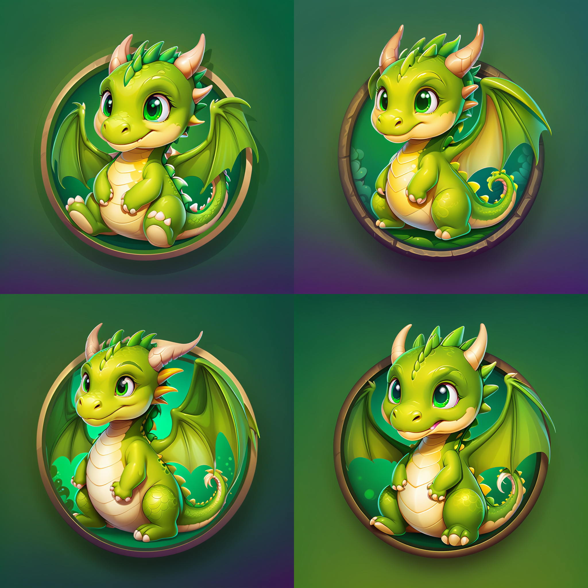 icon of cute green dragon, round border, gradient background, <lora:sxz-2dicons-v2-sdxl:0.8>