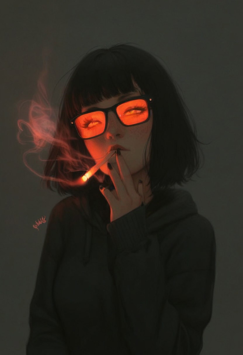 score_9, score_8_up, score_7_up, score_6_up, dark theme, 1girl, gorgeous, reflective sunglasses, headphones), (smoking weed, vape in hand, vaping, blowing smoke hearts in the form of Smoke_XL out of mouth:1.8), cute face, straight long black hair, bangs , oversized hoodie, smiling, freckles, high quality, sound effects, motion lines, (night time), dimly lit