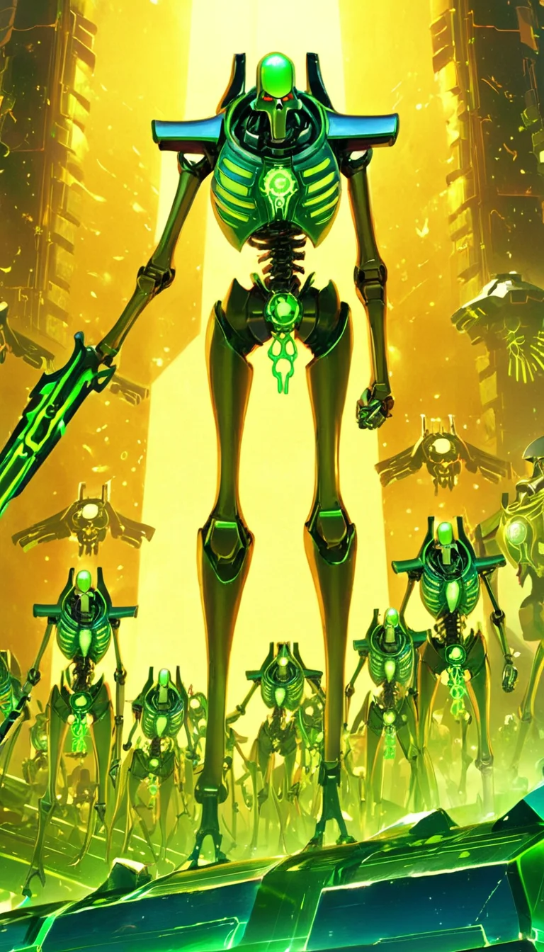 anime artwork Necrons, scenery, detailed background, masterpiece, best quality, high quality, absurdres <lora:necrons_xl_v1:1> . anime style, key visual, vibrant, studio anime, highly detailed