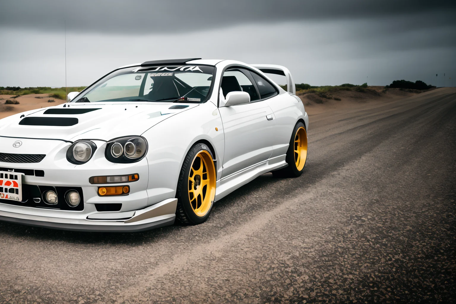 polished steel CELICA6 built for rock crawling stands on concrete wall, custom car body modified for rock crawling, jumper car dance, import offroad tuner, big offroad futuristic tyres, bedlock rims, graffiti, sandstorm, photorealistic, shot by Sony a7iii <lora:CELICA6:0.8>
