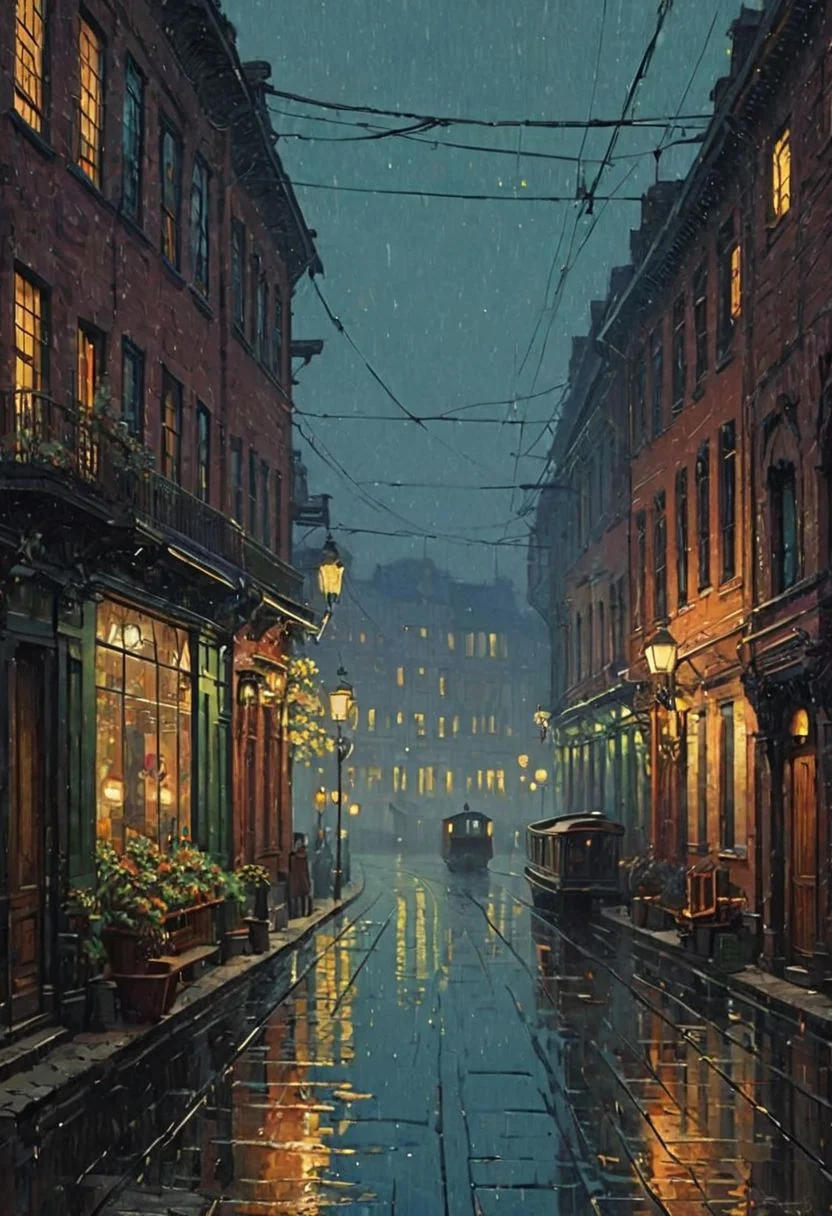 by Alena Aenami and [Delphin Enjolras|Victor Nizovtsev] in the style of [Dmitry Ageev:John Atkinson Grimshaw:0.25]