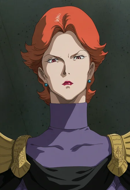 masterpiece, best quality, good quality, <lora:GOKycilia:1>, GOKycilia, 1girl, solo, orange hair, red eyes, lipstick, earrings,
purple military uniform, white belt, cape, capelet, white gloves,
looking at viewer, portrait, 
BREAK indoors, concrete,