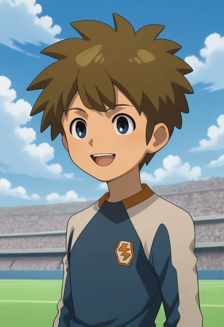 score_9, score_8_up, score_7_up, source_anime, highly detailed, slender, skinny, cute,
darren, 1boy, male focus, solo, open mouth, brown hair, cloud, upper body, sportswear,
soccer uniform, raimon,
outdoor,