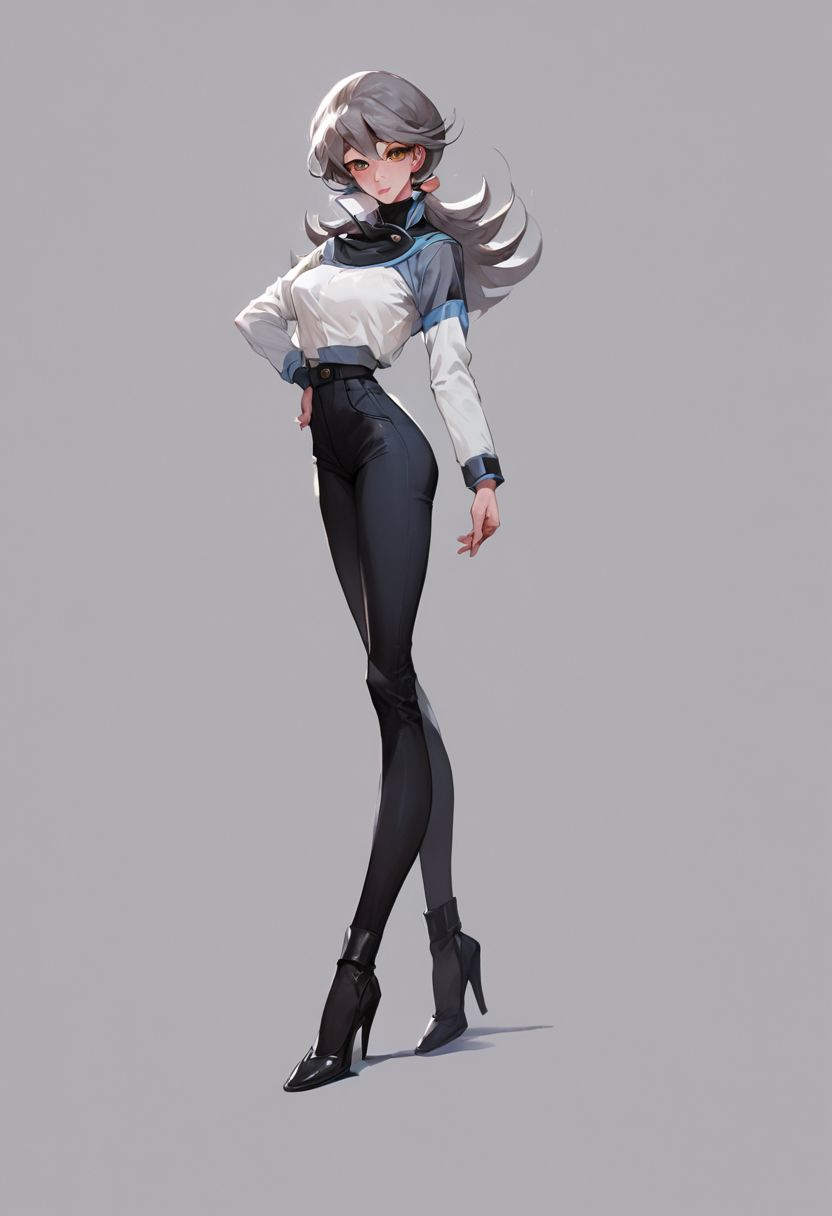 score_9, score_8_up, score_7_up, 1girl, anime artwork, 2d art, (lora:Momoe:1.5), grey background, (full body:1.5), (3/4 view:1.2), dark grey hair color, (seductive  pose:1.5), nsfw,