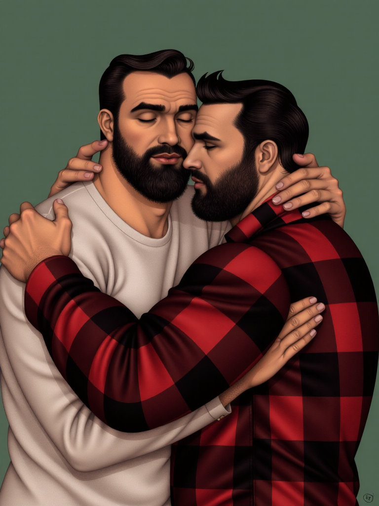  big  Lumberjack Cuddles his Boyfriend