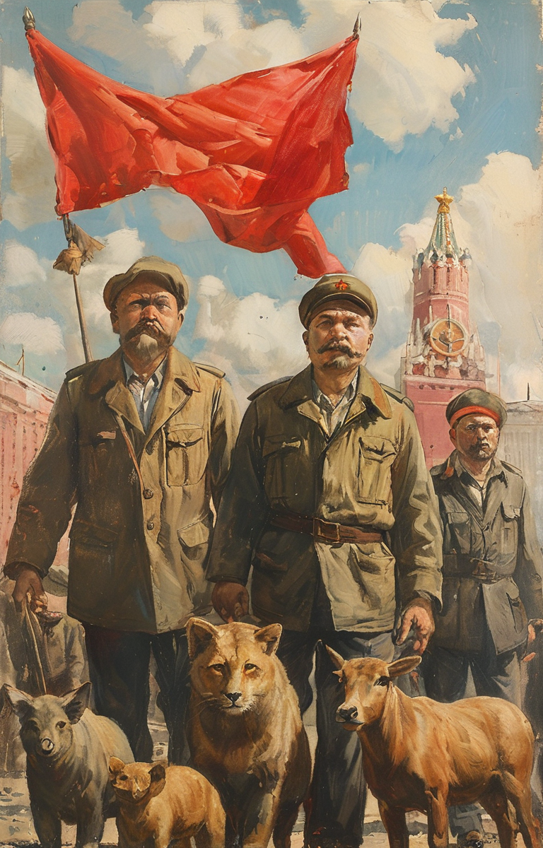 masterpiece,best quality,<lora:tbh262-sdxl:0.9>,illustration, style of soviet animals