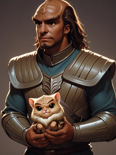 holding a cute kitten <lora:Klingon_v2_pony:1> score_9,score_8_up,score_7_up,score_6_up,score_5_up,score_4_up , 1man, kling0n alien, large forehead ridges, brown skin, large eyebrows, wearing warrior armor,