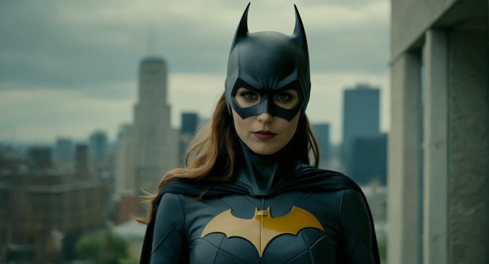 (Cinematic Film stock footage style) in (arri alexa style) (Kodak film print style),
 <lora:Batgirl:1>
Batgirl a woman in a Batgirl costume with a bat mask
