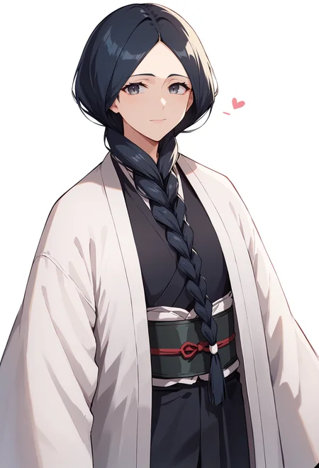 score_9, score_8_up, score_7_up, source_anime,BREAK, 1girl, solo, (unohana retsu,sngle braid. black kimono, white coat ) light smile, <lora:UnohanaRetsuPONYXL:0.7>, simple background,