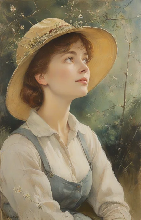 masterpiece,best quality,<lora:tbh131-sdxl:0.8>,portrait of woman,oil painting,style of E. H. Shepard,
