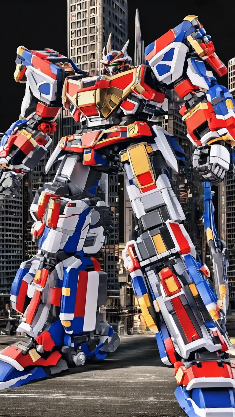 (RARS:1.0),best quality, masterpiece, ultra-detailed, mecha robot, (city:2.5), (ultra-detailed mecha armor), full armor, (very large size mecha:1.5),glowing eyes, (full body:1.2), (mechanical parts:1), (robot joints:1), (military parts:1.1), (heroic parts:1.5), cable, (battle-ready:1.2),(powerful stance:1.3),(Detailed eye description:1.2),(huge mechanical weapon:1.2), (detailed weapon description:1.2), (holding weapon and weapon :1.5)<lora:srdxl_v2g:0.8>