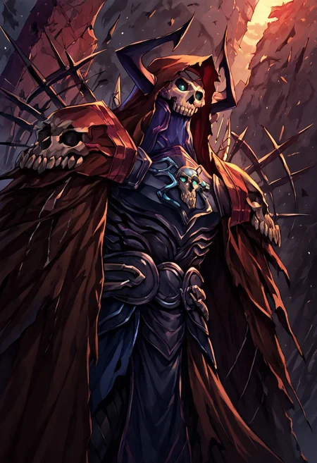 score_9, score_8, score_7, score_6_up, A vampiric overlord encased in spiked crimson armor, towering over armies with bat-like wings that blot out the sky. Each strike of its sword drains life and turns it into pure power, while the sky above rains blood. It can summon an army of the dead at will, and its very presence makes the air heavy with despair.. abstractzyrnox, abstract, abstract art, armor, full armor, knight, skull, mask, horns, cloak, hood, hood up, armor, full armor, knight, skull, mask, horns, pauldrons, polaroid film photography, dark, dimly lit, dutch angle