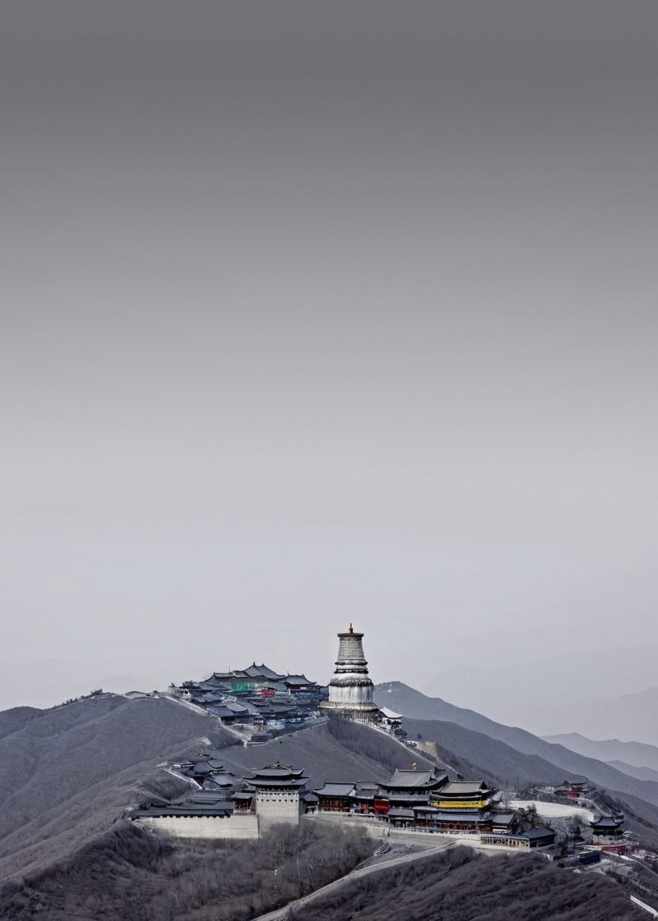 <lora:äºå°å±±:1>,Mount Wutai, no humans, grey background, gradient background, gradient, scenery, simple background, masterpiece, best quality,