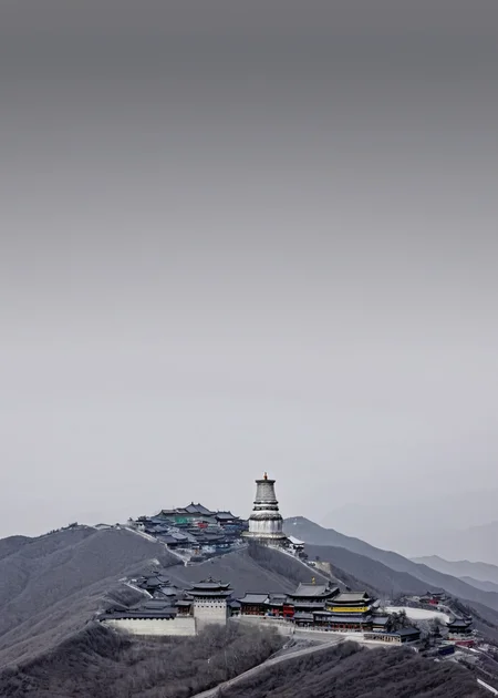 <lora:äºå°å±±:1>,Mount Wutai, no humans, grey background, gradient background, gradient, scenery, simple background, masterpiece, best quality,