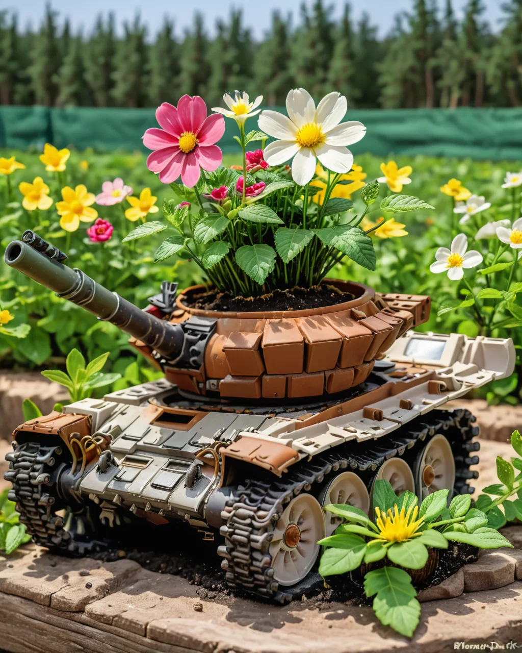 a (miniature) vtnktnk tank being used as a flower pot, dslr, 8k, beautiful, hyper realistic <lora:vtnktnk_SDXL_v1_32-000015:1> <lora:M0nstrcrz_SDXL_v1_32:0.5> <lora:retr0magz_SDXL_v1_32:0.5>