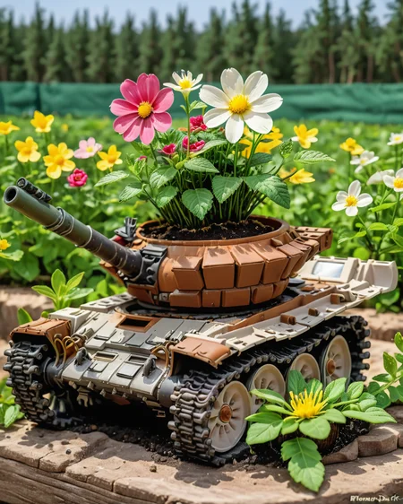 a (miniature) vtnktnk tank being used as a flower pot, dslr, 8k, beautiful, hyper realistic <lora:vtnktnk_SDXL_v1_32-000015:1> <lora:M0nstrcrz_SDXL_v1_32:0.5> <lora:retr0magz_SDXL_v1_32:0.5>
