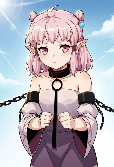 score_9, score_8_up, score_7_up, source_anime,anime screencap, anime coloring,intricate details,rating_safe, masterpiece, best quality,
(best quality, absurd res, ultra detailed),1girl, ((solo)), good eyes,perfect eyes,,detailed eyes, ,detailed, detailed face, <lora:add-detail-xl:3>,(4 finger)
BREAK
<lora:Talulu:0.8>, Talulu, pink hair , pink eyes, pointy ears, Talulu dress, detached sleeves, bare shoulders, collar, cuffs, chain, ,