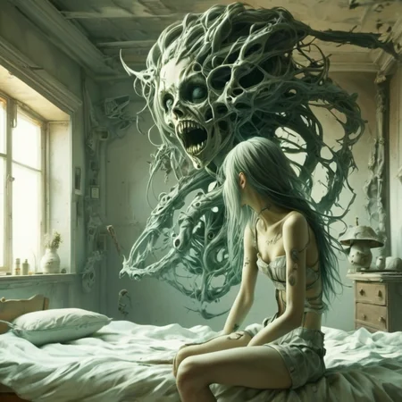 mortishadow girl in room <lora:mortishadow:1>
