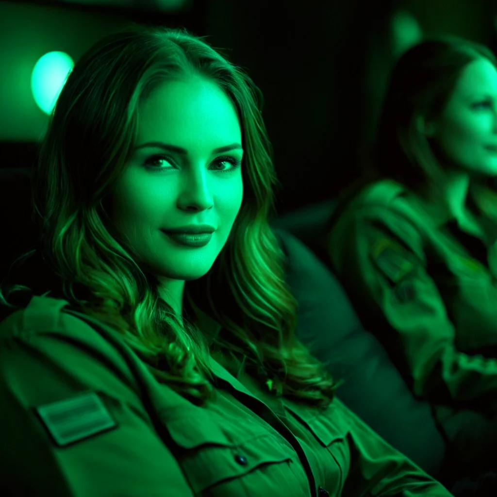 cinematic film still of <lora:add-detail-xl:0.1>1
<lora:detailed:0.2>
<lora:perfection style:0.2>
<lora:eyetune:0.5>
<lora:xl_more_art-full_v1:0.3>
<lora:Ron Fricke style:0.3>
 <lora:Unreal Engine style:0.1>
<lora:TeethXL:1>
 <lora:Chiaroscuro Lighting Style:0.3>
 <lora:night vision style:1>
Night vision a woman sitting on a couch in the dark,1girl,solo,long hair,looking at viewer,smile,closed mouth,green monochrome,striped,lips,realistic,nose,green theme , tactical military movie themed, sharp, detailed, epic cinematic photography, artistic, dramatic light, cinematic style, film style, night vision style, shallow depth of field, vignette, highly detailed, high budget, bokeh, cinemascope, moody, epic, gorgeous, film grain, grainy