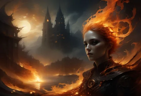“Fire that burns my soul, lights my very heart”, beautiful inner light, deep shadows, extraordinary detail
