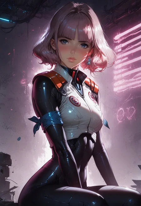 score_9, score_8_up, score_7_up,source_anime, 1girl,Midori Kitakami,black bodysuit, blue armband, lustful looking, heavy blushing, shiny skin, wet skin, eye contact, sits with seductive pose, stomach focus, detailed background, inside, futuristic, neon lights, volumetric lighting, vivid colours, g0thicPXL, glowing, neon, natural lighting,, professional lighting, perfect quality, high quality, photorealistic, (((supermodel))),((goddess))