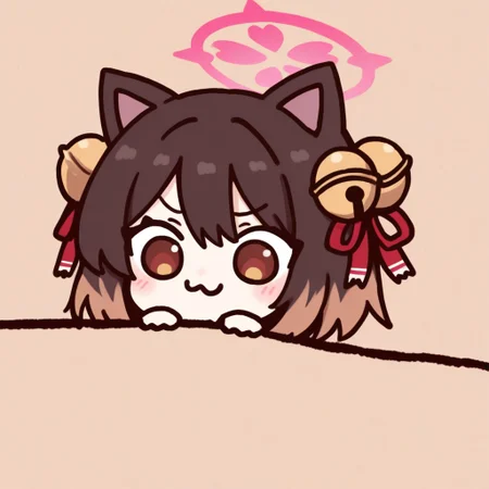 asanagi style, Ichihime, 1girl, solo, cat girl,
Ichihime, 1girl, solo, cat girl, multicolored hair, gradient hair, brown eyes, red eyes, animal ears, cat ears, hair bell, hair ribbon, tail, chibi, halo,
(masterpiece, amazing quality, absurdres, highres, newest, very awa:1.2)