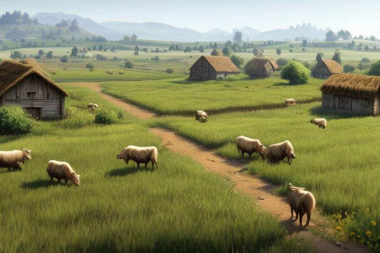 medieval, <lora:Medieval_Headwear:0.5> mehe, villager with a linen hood, wearing a linen shirt and trousers, carrying a bucket, weary and tired, showing signs of a long day's work and a weathered face,
<lora:FantasyFarm:0.6> fantfa, quiet medieval village outskirts with fields of crops and grazing animals,
morning, windy, dynamic light, HD, very detailed, <lora:more_details:1>