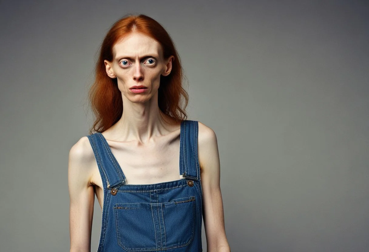 Instagram photo of Helga, red hair, hillbilly, 1girl ugly, wearing 1-piece bathing suit, posing for photography, beach, highly detailed, sharp focus, high resolution, sharp focus, studio lighting, uhd, 8k