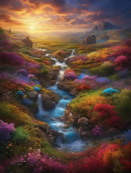 digital art in the style of epic Surreal, abstract, bizarre,  A landscape scene depicting the complexity of human emotions through flowing shapes and colours, 32k uhd, focus eyes, fearsome appearance, masterpiece, high resolution, HD, 8k, best quality, intricate details, <lora:add-detail-xl:1.8>