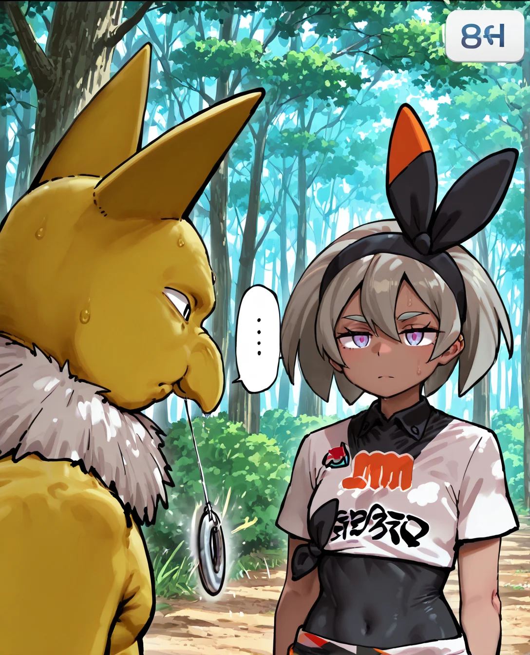 (1girl:1.5), (general:1.4), (detailed background:1.5), <lora:pokemon-hypno-illustriousxl-lora-nochekaiser:1> hypno, pokemon (creature), 1boy, furry with non-furry, furry, furry male, animal ears, pendulum, mind control, BREAK
bea \(pokemon\), serious, jitome, spoken ellipsis, BREAK
forest, Neromashin_Style_SKNSFW, (8K resolution:1.2), (masterpiece:1.2), best quality, amazing quality, very aesthetic, absurdres, newest, (ultra detailed:1.3), (uhd:1.1), hdr, <lora:itsumono:1> <lora:cfg_scale_boost:0.7> <lora:NOOB_EPSv1_1_detailer_by_vlnvk_v1_0:1.0> BREAK