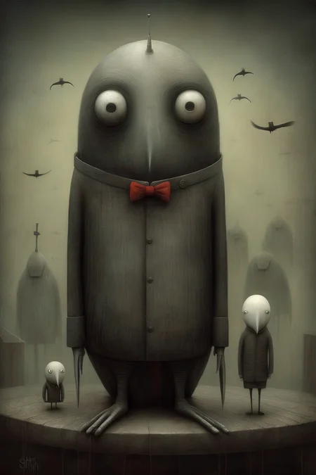 <lora:Shaun Tan Style:1>Shaun Tan Style - the same in the style of anton semenov