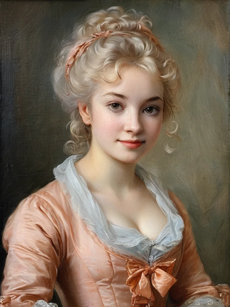 masterpiece,best quality,<lora:tbh124-sdxl:0.7>,idolmaster cinderella girls,portrait of young woman,rococo,oil painting,style of Jean-Antoine Watteau,