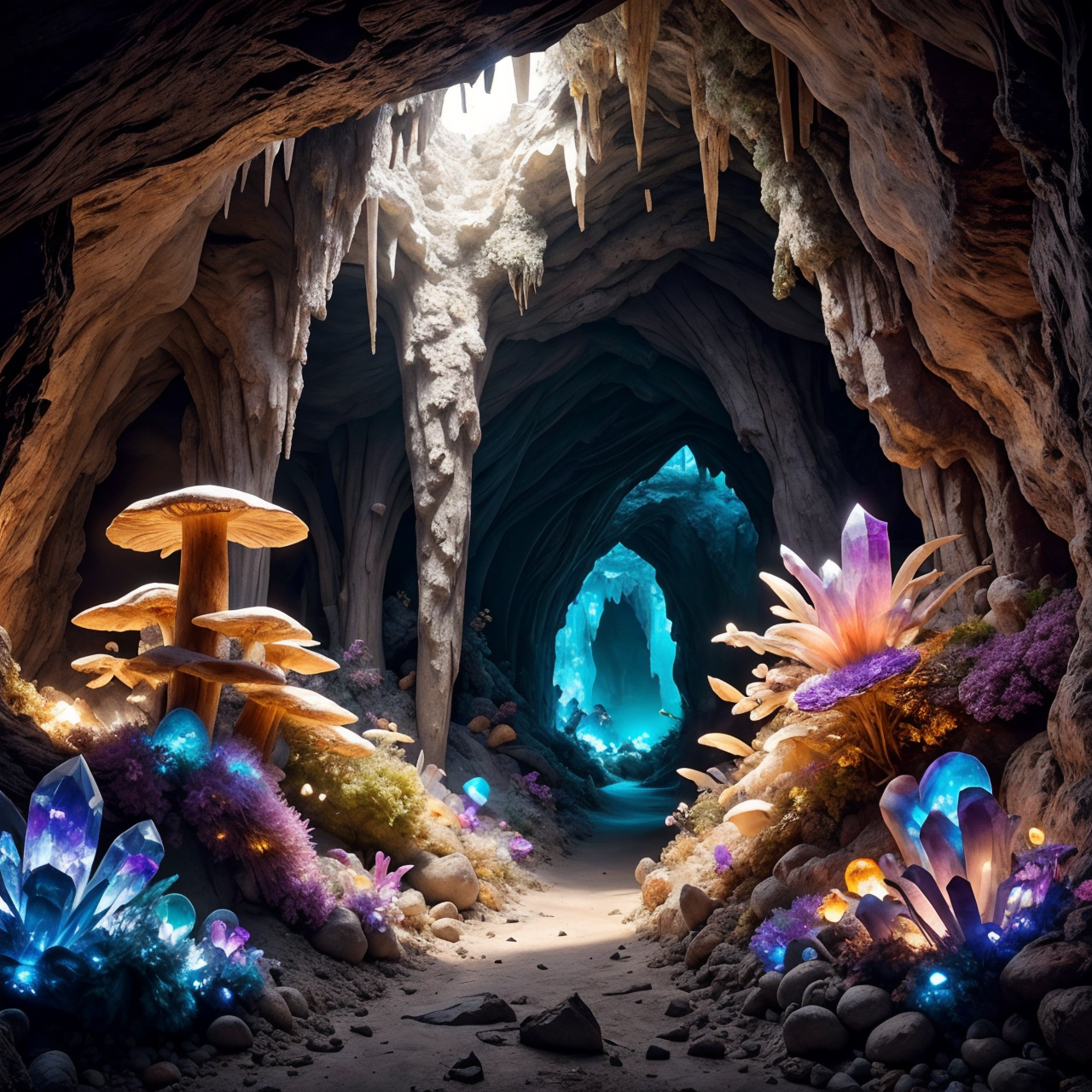 RAW photo, (masterpiece:1.3), subsurface scattering, heavy shadow, (high quality:1.4), (intricate, high detail:1.2), professional photography, HDR, High Dynamic Range, realistic, ultra realistic, photorealistic, high resolution, film photography, ambient lighting, atmospheric effects, <lora:detail_slider_v4:2>, OverallDetail, <lora:CrystalCaves:0.7>, cave, cryca, crystal, gem, mushrooms, nature, rock, scenery, a dwarven miner, <lora:DwarvenArmor:0.83>, DwarAr