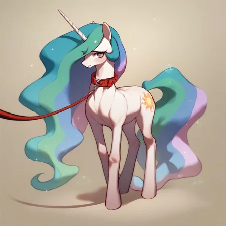 feral pony,princesss celestia,animal collar, leash pull, full body, 
source_cartoon,source_anime,score_9, score_8_up, score_7_up, score_6_up, score_5_up, score_4_up,