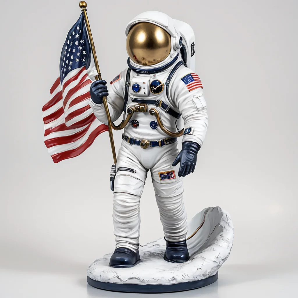 <lora:VinylStatueSDXL:1> ArsFigurine, Vinyl statue, Astronaut holding a flag