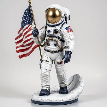 <lora:VinylStatueSDXL:1> ArsFigurine, Vinyl statue, Astronaut holding a flag