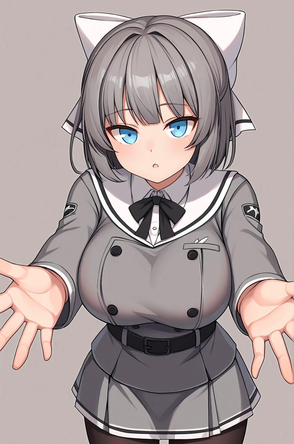 anime artwork, score_9, score_8_up, score_7_up, score_6_up, score_5_up, score_4_up, source_anime, BREAK, thick outline, fat outline,
Yumi_XL, blue eyes, short hair, grey hair, hair bow, white bow, large breasts, BREAK, Yumi_school_form, school uniform, grey jacket, grey skirt, black pantyhose, black ribbon, grey belt, BREAK, leaning forward, outstretched arms, going to hug, looking at viewer, fingers focus,
<lora:Yumi_XL:0.7>
<lora:PersonalAmi_PonyXL:1.0>
