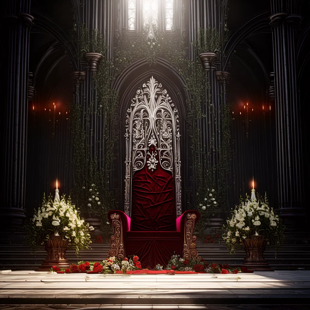 throne, sunbeam, indoors, flower, sitting, plant, church, candle, light