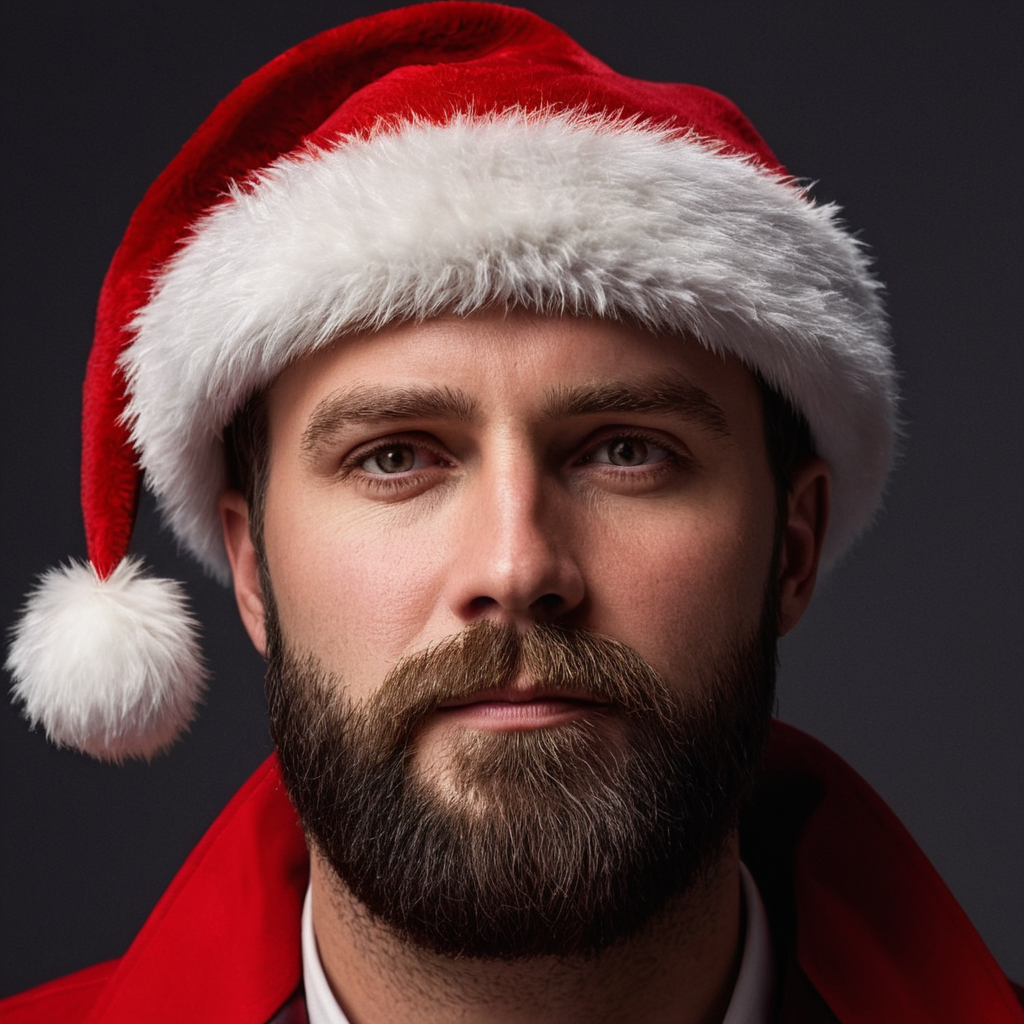 cinematic film still of  <lora:Sharp detailed high quality image style v1:1>
Sharp detailed high quality image of a man with a beard wearing a red and white hat, detailed background, 12K, high megapixel, realistic, realism, different, raw image, sharp style, solo, looking at viewer, 1boy, hat, closed mouth, jacket, upper body, male focus, fur trim, facial hair, black background, portrait, red jacket, beard, santa hat, photorealistic, santa claus
, shallow depth of field, vignette, highly detailed, high budget, bokeh, cinemascope, moody, epic, gorgeous, film grain, grainy