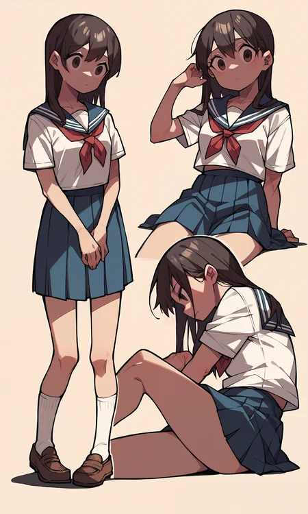 score_9, score_8_up, score_7_up, score_6_up, score_5_up, score_4_up, (source_anime),  <lora:[GP]Yaya hiyayaka style2 [Pony XL]:1.0>
1girl, school uniform, sitting, standing, lying, multiple views,