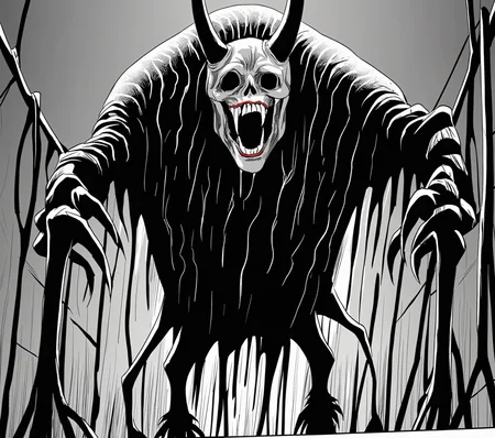 <lora:mrkurz_pony_v4:1> art style by mrkurz,
monochrome ,greyscale,spot color,
In the style of Body horror,Beast,Moldy ragged suit crawling with maggots,Sprouting horns and hooves,Creepy island,Sinister mist,Horrific,Single match flame in the dark,Cysts,Worm's eye view shot, score_9, score_6_up, score_7_up