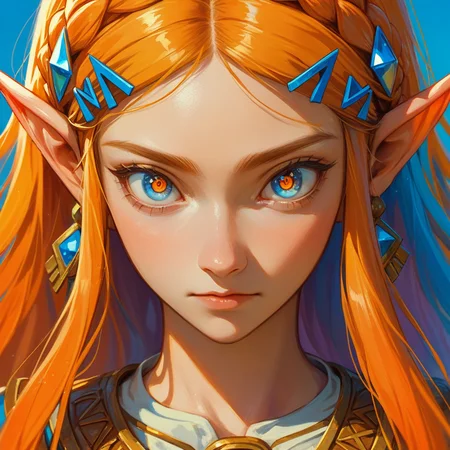 source_anime, colorful, score_9, score_8_up, score_8, (masterpiece), eyedetailxl, bettereyes, detailed_eyes, upper_body, bust, BREAK, 1girl, Princess Zelda, multicolored_eyes, blue eyes, orange eyes, bright_pupils