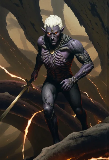 b3rs3rk macro lens d4concept pov, 3D01S, simple background d4artstyle atmospheric and powerful MikeFranchinastyle dark fantasy, natural organic and first person pov of a berserk style creature in the Tsutomu Nihei style
Dark elf warrior, ebony skin with a slight metallic sheen, contrasting shock-white hair ranging from short and tousled to long and flowing. Sharp, angular facial features with high cheekbones and pointed ears. Piercing eyes that glow with inner light, colors varying from amber to pale lavender. Athletic, lithe body clad in intricate, form-fitting armor made of overlapping weaved plates and scales in deep dark purples, blacks, and gunmetal grays. Armor design includes ornamental bladed edges, suggesting both protection and offensive capabilities. Wielding an assortment of weapons including curved swords, throwing stars, and magical whips made of crackling energy. Poses range from dramatic action stances to regal portraits, conveying both lethal grace and commanding presence. Background alternates between shadowy caverns, fiery underworld landscapes, and medieval fantasy cityscapes bathed in golden light. Art style spans from highly detailed digital paintings to stylized fantasy illustrations, with emphasis on dramatic lighting and shadow play to accentuate the character's mysterious and dangerous aura
UHD letterboxed game trailer frame chromatic aberration dark atmosphere sharp masterpiece with a focus on the character, elden ring style, dark atmosphere