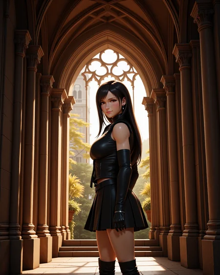 -looking at viewer, outdoors daylight
photorealistic photo of <lora:Final_Fantasy_-_Tifa_v2_000015:1> ff-tifa she has black hair and red eyes, a 20 year old adult mature woman
Highest quality, best quality, masterpiece. cinematic atmosphere. The lighting is soft yet dramatic. The film grain adds a tactile, grainy texture, enhancing the dreamlike quality of the scene.
Black sleeveless zip-up vest, black skirt with shorts underneath, black gloves, black boots, and a black ribbon tied around her left arm. A woman walks through a misty meadow, the soft ground beneath her feet covered in dew, while the faint chirping of crickets fills the air.