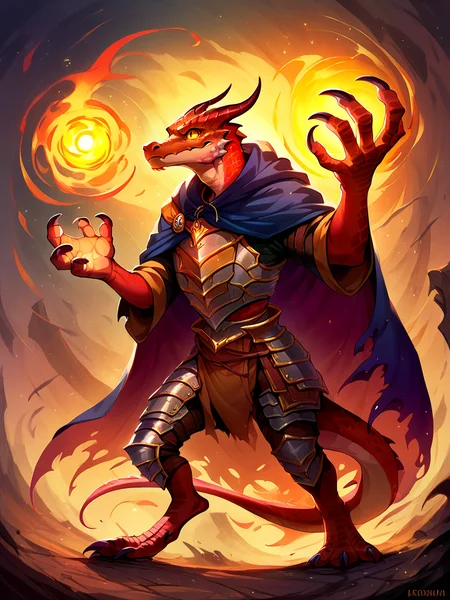score_9, score_8_up, score_7_up, score_6_up, score_5_up, <lora:Kobold-Pony:1> kobold, horns, tail, claws, scales, yellow eyes, snout, armor, cloak, <lora:dark_magiks:1> magic, arkane_dark, glowing